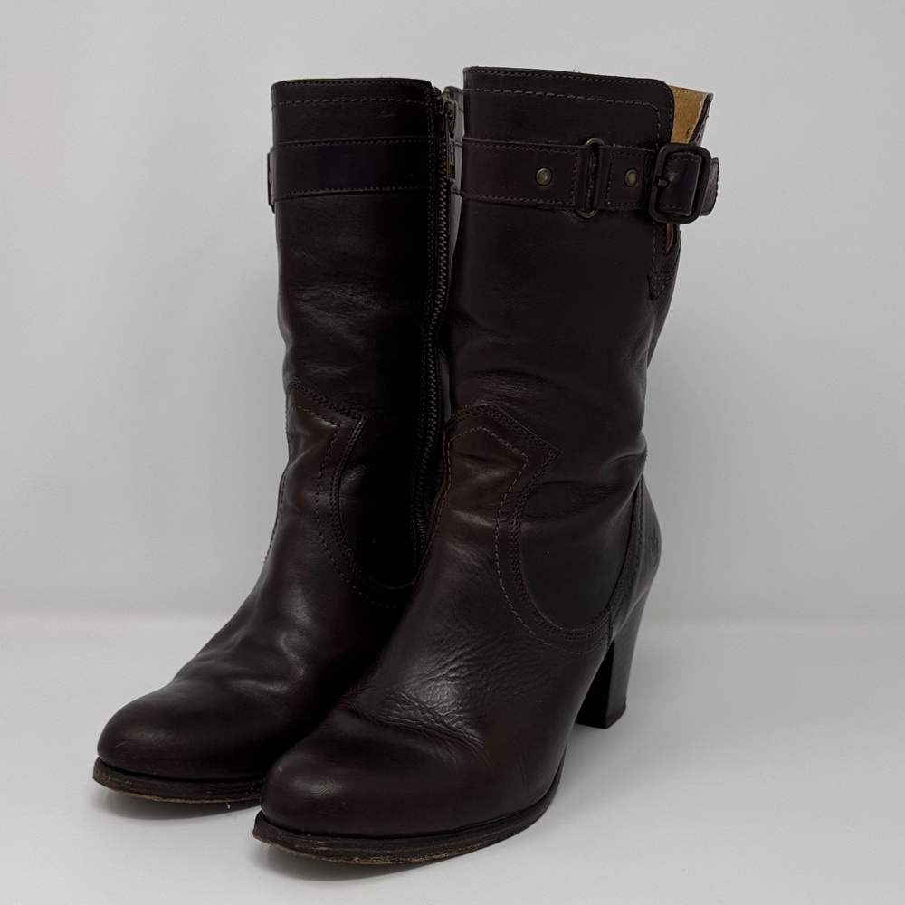 FRYE Women’s Fiona Stitch Ankle Dark Brown boots